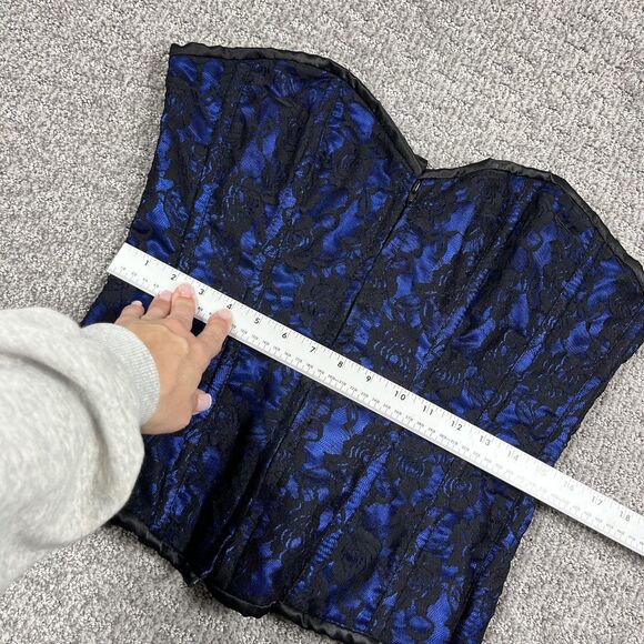 Lavish Daisy Corsets Top Women XL Blue Black Lace Dark Floral Whimsigoth Bustier - Picture 6 of 11